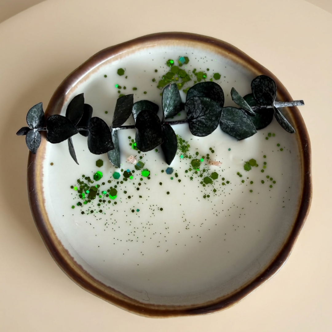 Bougie parfumée artisanale en grès - fleuries